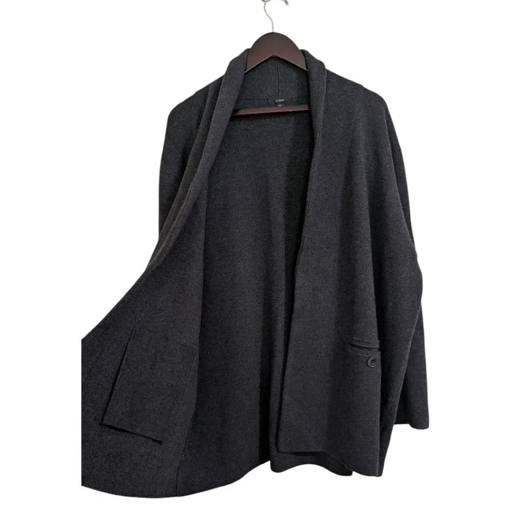 J.Crew 2X Camille Shawl Collar Sweater Blazer Charcoal Grey Style AL234